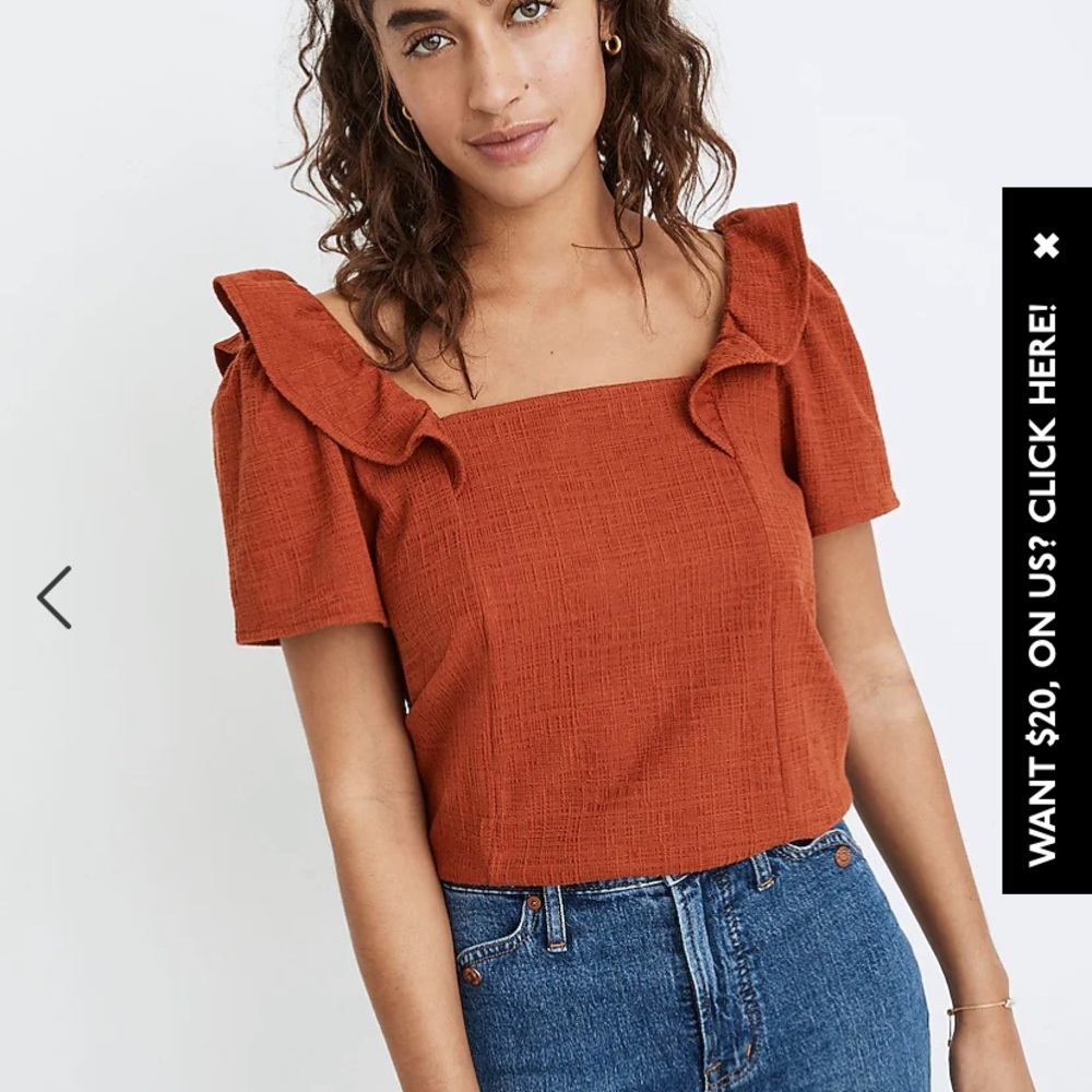 Madewell Crosshatch Ruffled Top
